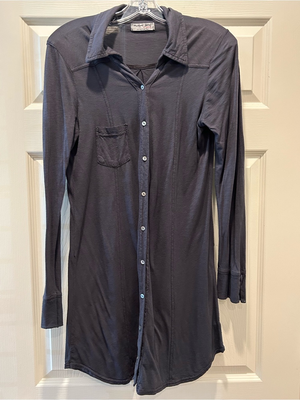 Vintage Y2K Michael Stars Long-Sleeve Button Front Dress in Charcoal